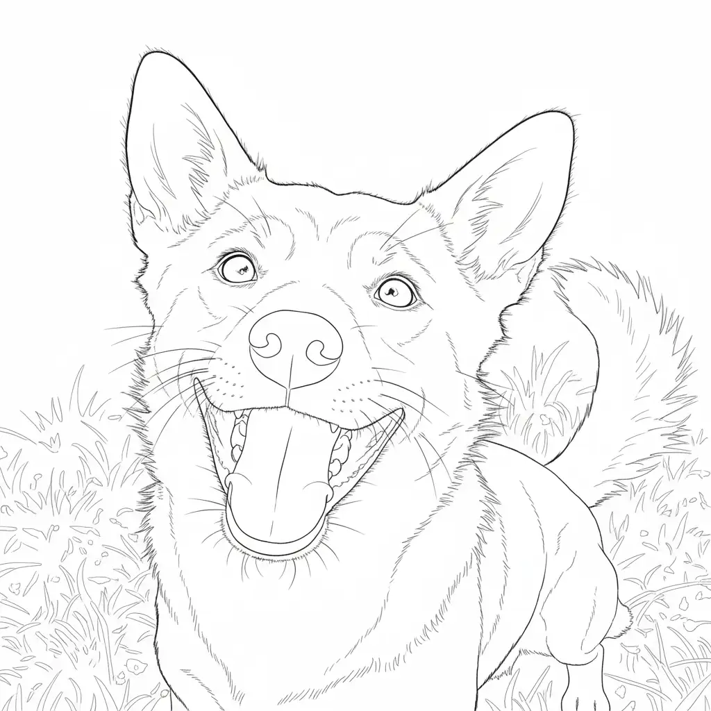 Coloring Book AI pet portrait style